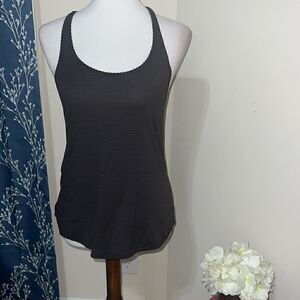 Lululemon 105 Singlet Tank Top Black Micro-stripes Racerback Sweat-wicking sz 4